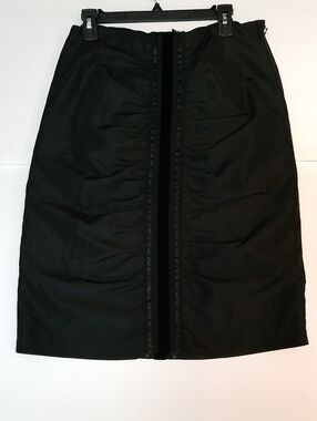 Women's Black Ruched Front Pencil Skirt